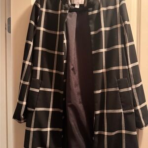 Carolina Belle Black and White Windowpane Pea Coat